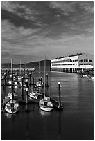 Marina and Fort Mason center. San Francisco, California, USA ( black and white)