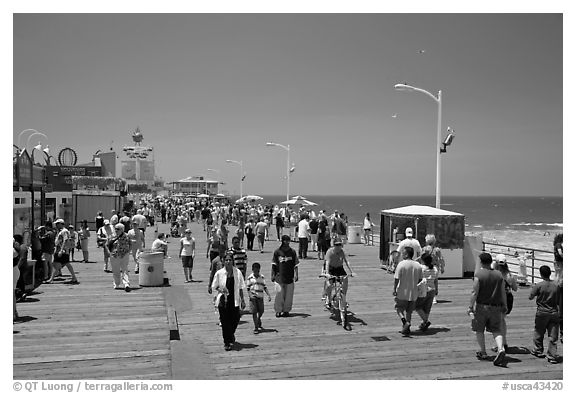 On the Santa Monica Pier. Santa Monica, Los Angeles, California, USA (black and white)