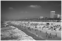 Santa Monica Beach in summer. Santa Monica, Los Angeles, California, USA ( black and white)