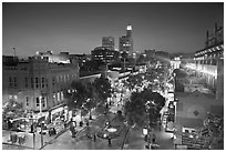 View from above of Third Street Promenade at dusk. Santa Monica, Los Angeles, California, USA ( black and white)