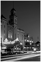 Historic movie theater at night, Sonoma. Sonoma Valley, California, USA (black and white)