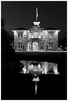 City Hall at night, Sonoma. Sonoma Valley, California, USA (black and white)