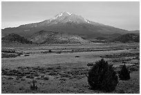 Mount Shasta in late summer. California, USA (black and white)