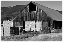 Barn and hay, Yreka. California, USA (black and white)