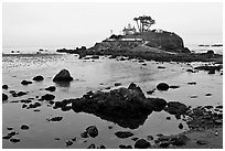 Battery Point Lighthouse on semi-islet, Crescent City. California, USA (black and white)