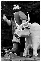 Paul Buyan and cow at the entrance of Trees of Mystery. California, USA ( black and white)