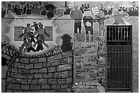 Political mural and door, Mission District. San Francisco, California, USA ( black and white)