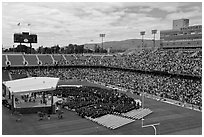 Stanford Stadium during graduation ceremony. Stanford University, California, USA ( black and white)