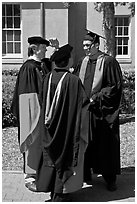 Academics in traditional dress. Stanford University, California, USA ( black and white)