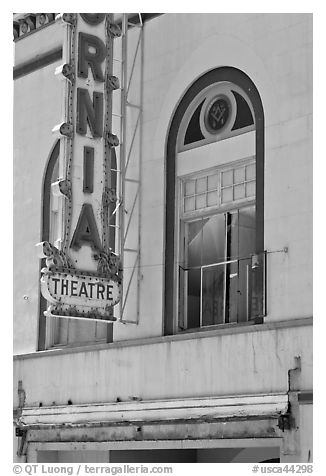 California Theater facade detail, Dunsmuir. California, USA