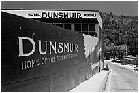 Home of the best water on earth mural, Dunsmuir. California, USA (black and white)