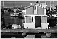 Houseboat, Oakland Alameda harbor. Alameda, California, USA (black and white)