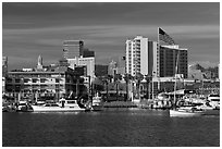 View of Oakland harbor and Jack London Square. Oakland, California, USA ( black and white)