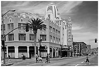 Downtown street with Oakland Fox Theater. Oakland, California, USA ( black and white)