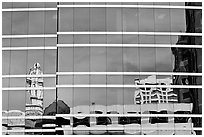 Reflections in glass buiding. Oakland, California, USA (black and white)