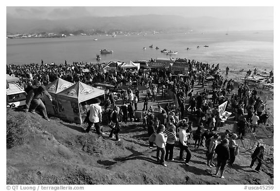 Crowds gather for mavericks competition. Half Moon Bay, California, USA