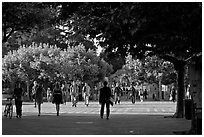 Students walking on Sproul Plazza. Berkeley, California, USA ( black and white)