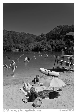 Sand beach, Anza Lake. Berkeley, California, USA (black and white)