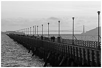 Stroll on Berkeley Pier. Berkeley, California, USA (black and white)
