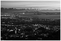University and city at sunset. Berkeley, California, USA ( black and white)