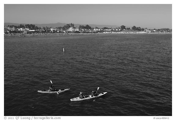 Sea kayakers. Santa Cruz, California, USA (black and white)