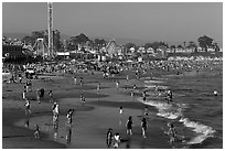 Beach on summer day. Santa Cruz, California, USA ( black and white)