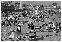 Beach scene in summer. Santa Cruz, California, USA (black and white)