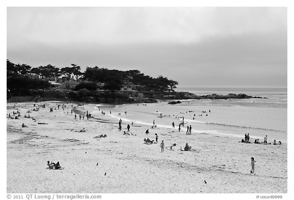Carmel Beach with foggy skies. Carmel-by-the-Sea, California, USA (black and white)