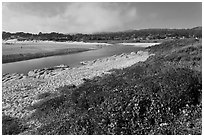 Carmel River and beach. Carmel-by-the-Sea, California, USA ( black and white)