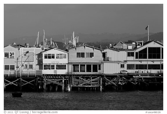 Fishermans wharf pier. Monterey, California, USA (black and white)