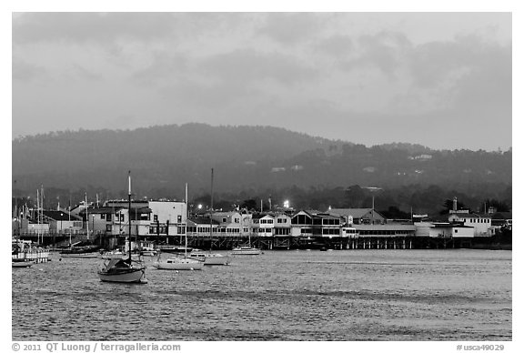Monterey harbor, evening. Monterey, California, USA (black and white)