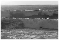 Big waves at sunset. Carmel-by-the-Sea, California, USA (black and white)