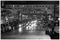 Cannery Row lights at night. Monterey, California, USA ( black and white)