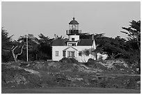 Point Pinos Lighthouse, late afternoon. Pacific Grove, California, USA ( black and white)
