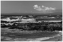 Surf and rocks at sunset, Monterey Bay. Pacific Grove, California, USA ( black and white)