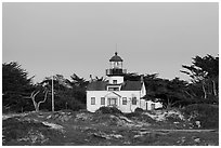 Point Pinos Lighthouse, oldest continuously-operating on the West Coast. Pacific Grove, California, USA ( black and white)
