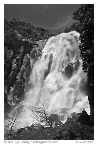 Grizzly Fall, spring run-off. Giant Sequoia National Monument, Sequoia National Forest, California, USA (black and white)