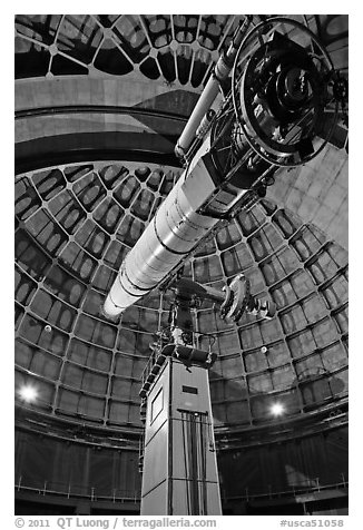 Lick Refractor (third-largest refracting telescope in the world). San Jose, California, USA (black and white)