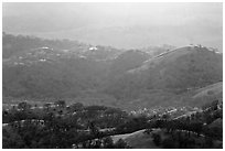 Hills and ridges at sunset. San Jose, California, USA ( black and white)