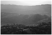 Hills below Mount Hamilton at sunset. San Jose, California, USA ( black and white)