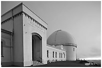 University of California Lick Observatory at sunset. San Jose, California, USA ( black and white)