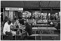 Eatery, San Jose Flee Market. San Jose, California, USA (black and white)