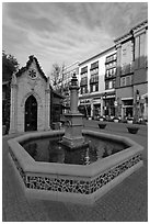 Fountain. Santana Row, San Jose, California, USA ( black and white)