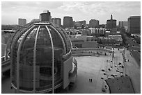 Rotunda and esplanade from City Hall offices. San Jose, California, USA ( black and white)