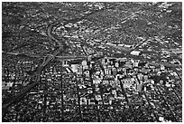 Aerial View of downtown and highways. San Jose, California, USA ( black and white)