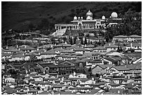 Residences and Sikh temple. San Jose, California, USA ( black and white)