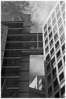 Detail of Adobe Towers. San Jose, California, USA ( black and white)