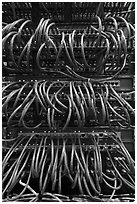 Computer server and cables. Menlo Park,  California, USA ( black and white)