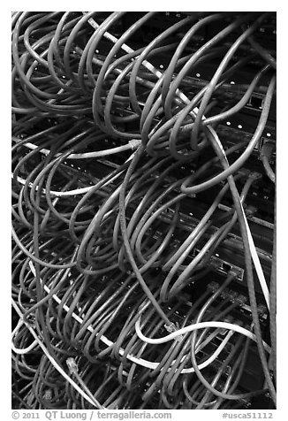 Computer cords. Menlo Park,  California, USA (black and white)