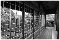 Reflection in pavillion, Hakone Estate. Saragota,  California, USA ( black and white)